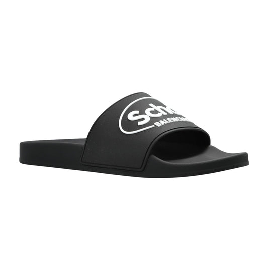 Onesizestore Ciabatte Balenciaga Pool Slide con logo Scholl 689031 W1SA7 1090
