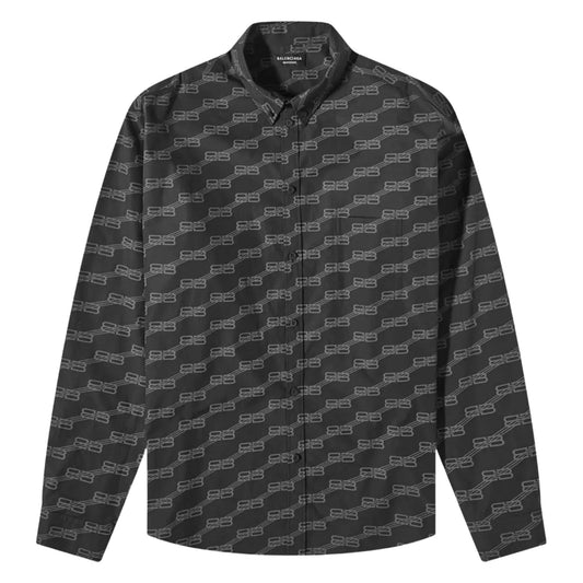 Onesizestore Balenciaga Large Fit Long Sleeve Shirt "Black Monogram" 662983 TML36 1269