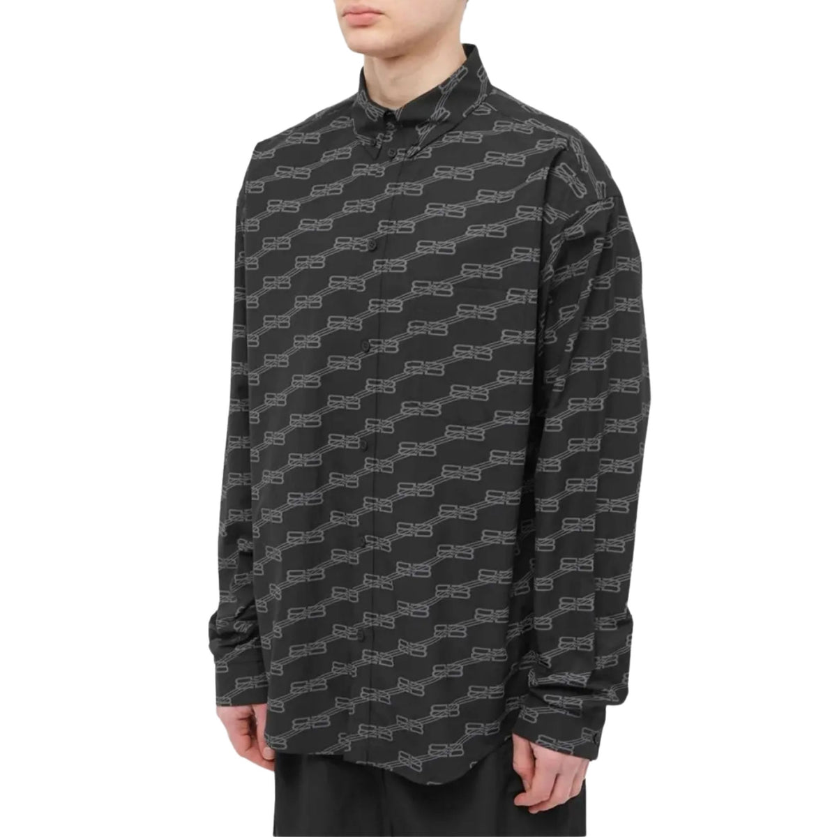 Onesizestore Balenciaga Large Fit Long Sleeve Shirt "Black Monogram" 662983 TML36 1269