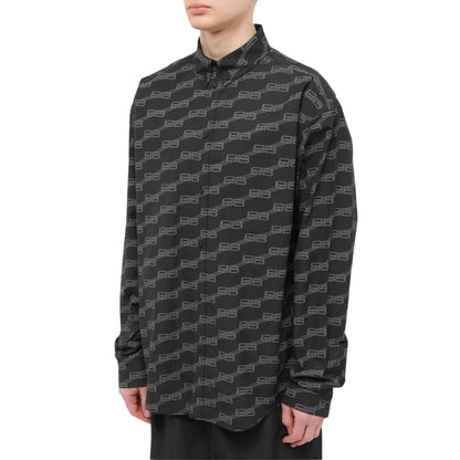 Onesizestore Balenciaga Large Fit Long Sleeve Shirt "Black Monogram" 662983 TML36 1269
