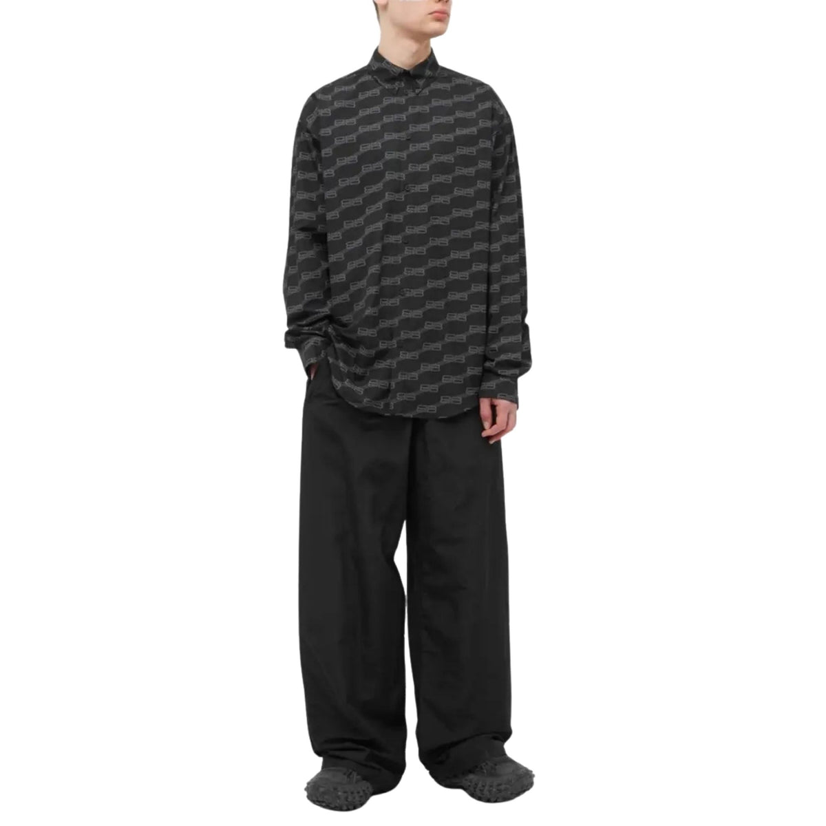 Onesizestore Balenciaga Large Fit Long Sleeve Shirt "Black Monogram" 662983 TML36 1269