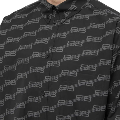 Onesizestore Balenciaga Large Fit Long Sleeve Shirt "Black Monogram" 662983 TML36 1269