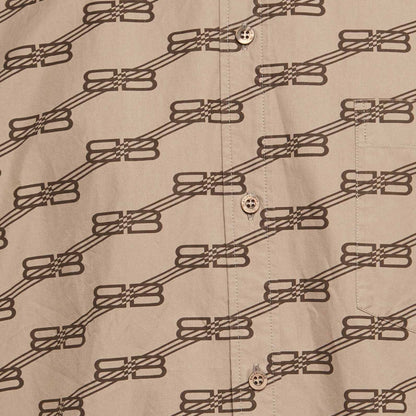 Onesizestore Camicia Oversized Balenciaga Large Fit Short Sleeve Shirt Beige / Brown Monogram 681702 TML36 9378