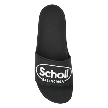 Onesizestore Ciabatte Balenciaga Pool Slide con logo Scholl 689031 W1SA7 1090