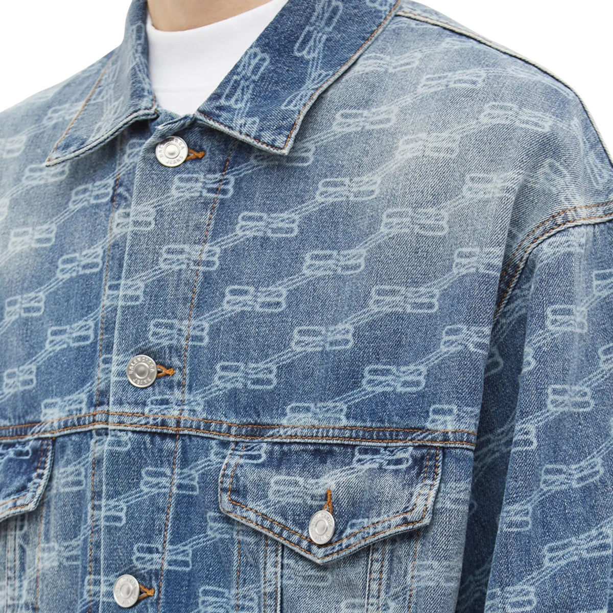Onesizestore Giacca Balenciaga Large Fit Denim Jacket Indigo Ring Denim 675208 TMW37 443